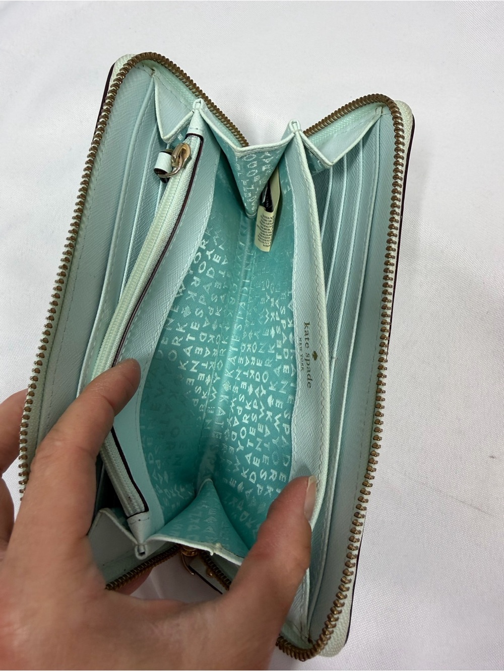 Kate Spade | Newburry Lane Talla Leather Wallet Light Blue Zipper - Picture 6 of 11